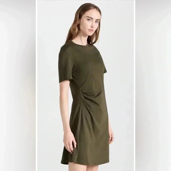 Theory Green Ruched T Shirt Dress - Women’s Large - Picture 2 of 8